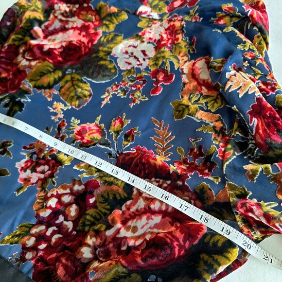 💙 Zara Burnt Velvet Floral Belted Pockets Kimono Coat Size S/M Preppy Chic Arts - Picture 4 of 8